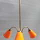 Brass chandelier 3 tulips orange Casimir 1970