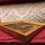 Mediterranean landscape painting by the sea and boats, framed, signed