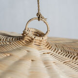 Rattan suspension or shade in the shape of a braided undulating circular tray d:80