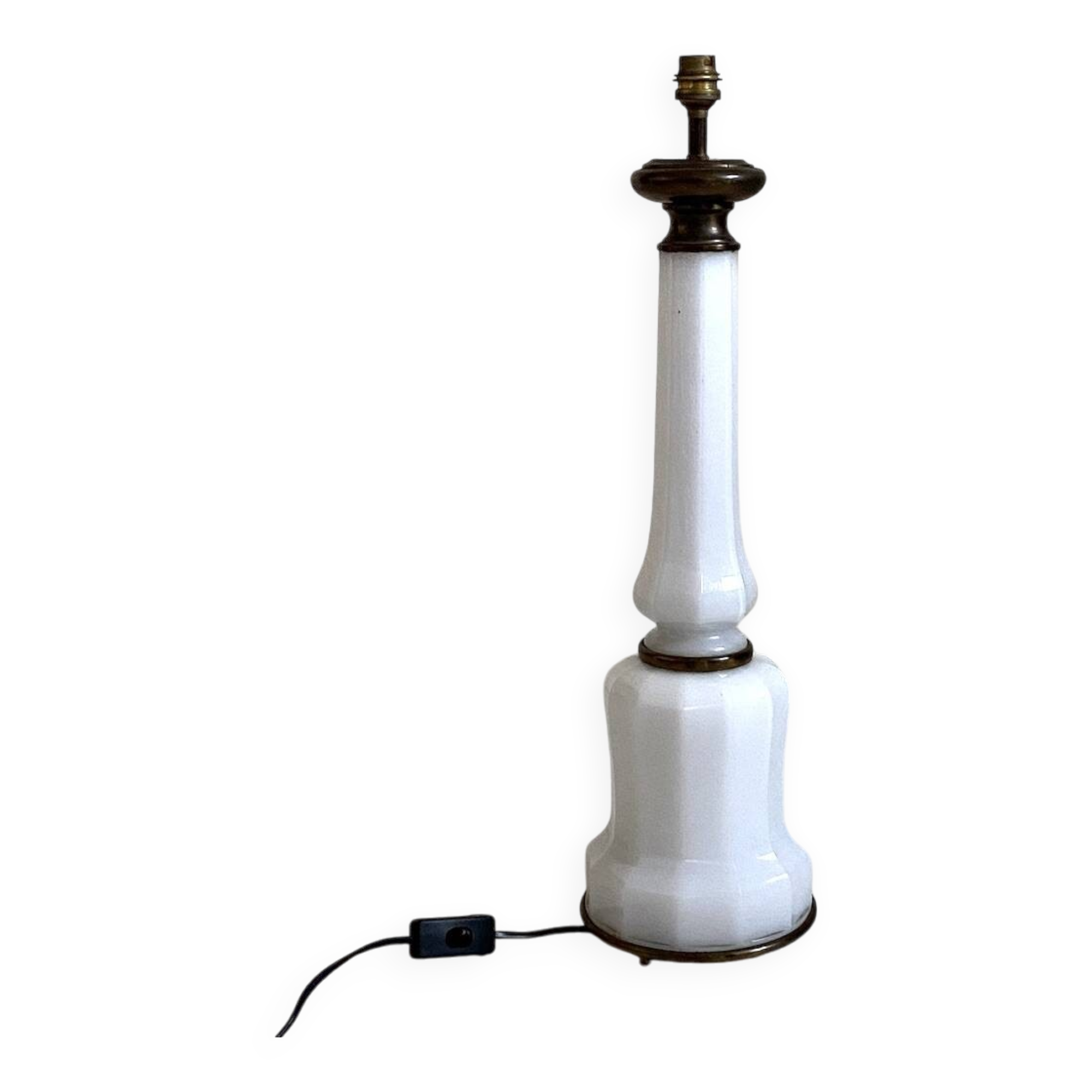 Pied de lampe en opaline et laiton 1900