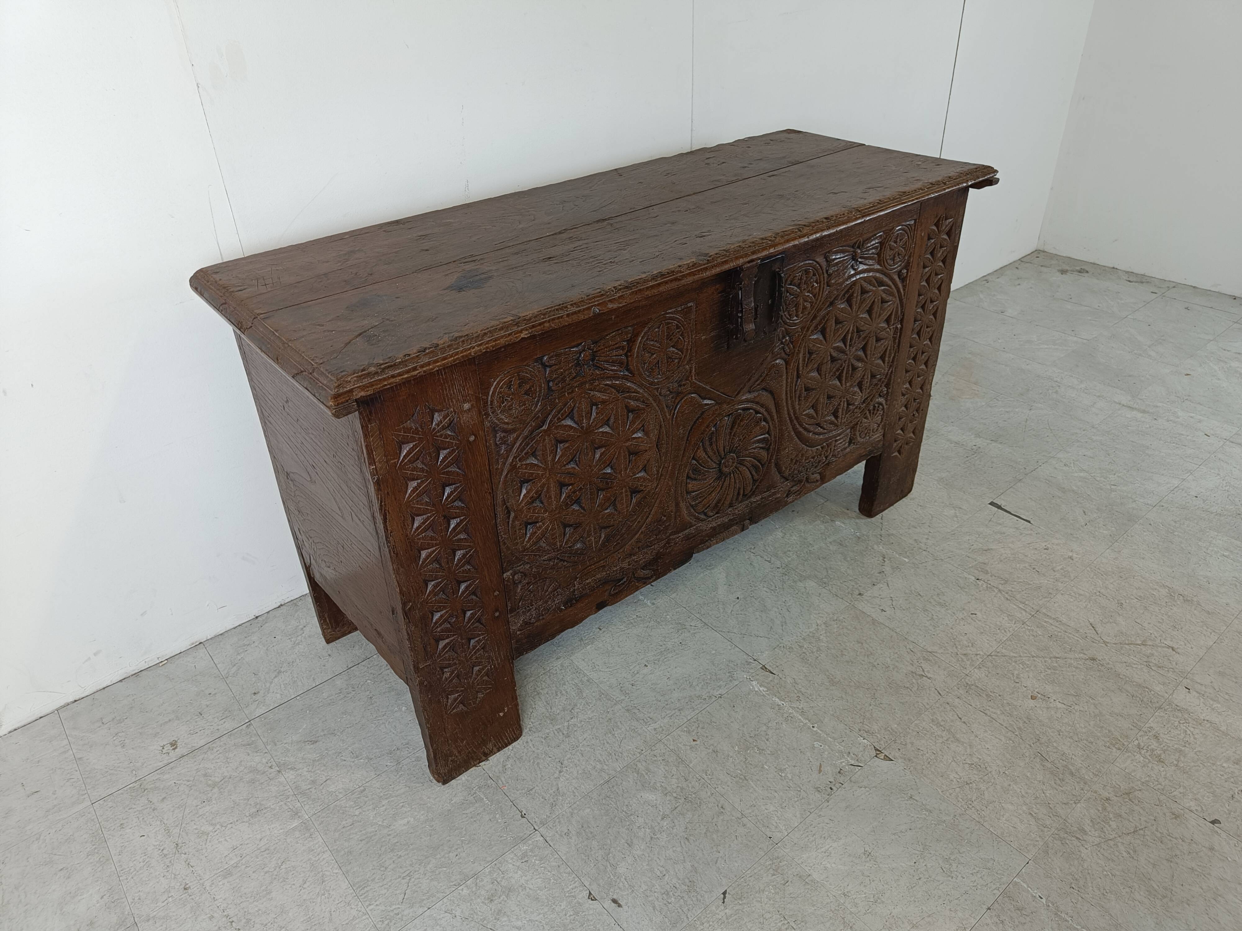 A large flemish 18th century oak chest