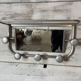 Aluminum wall-mounted coat rack with mirror