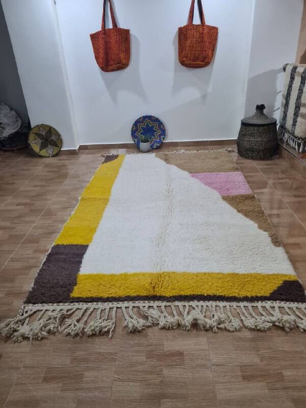 Handmade wool Berber rug 252x155 cm