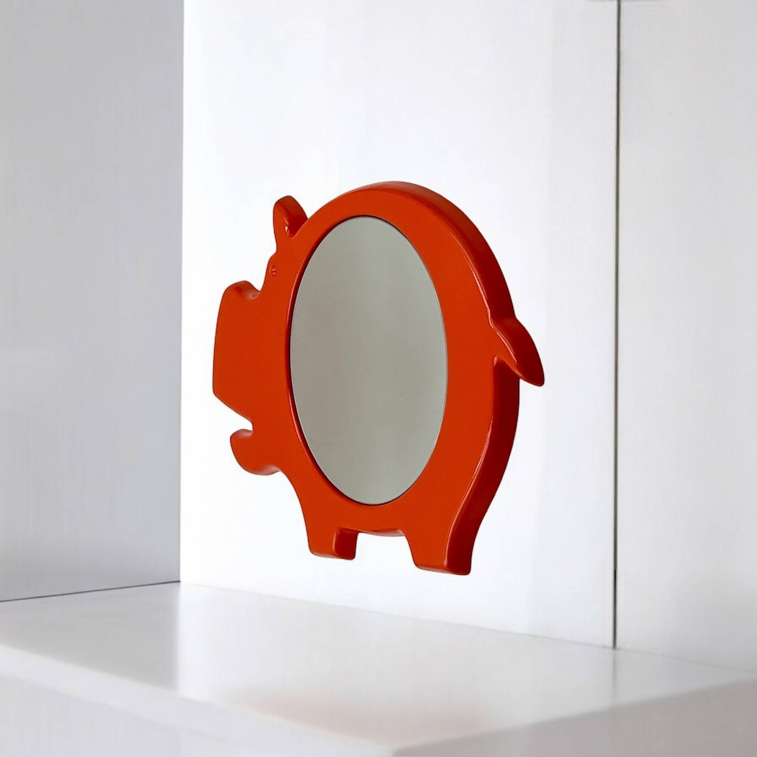 Space Age Wall Mirror with Hippo Shape Poss Denmark, 1960/70s