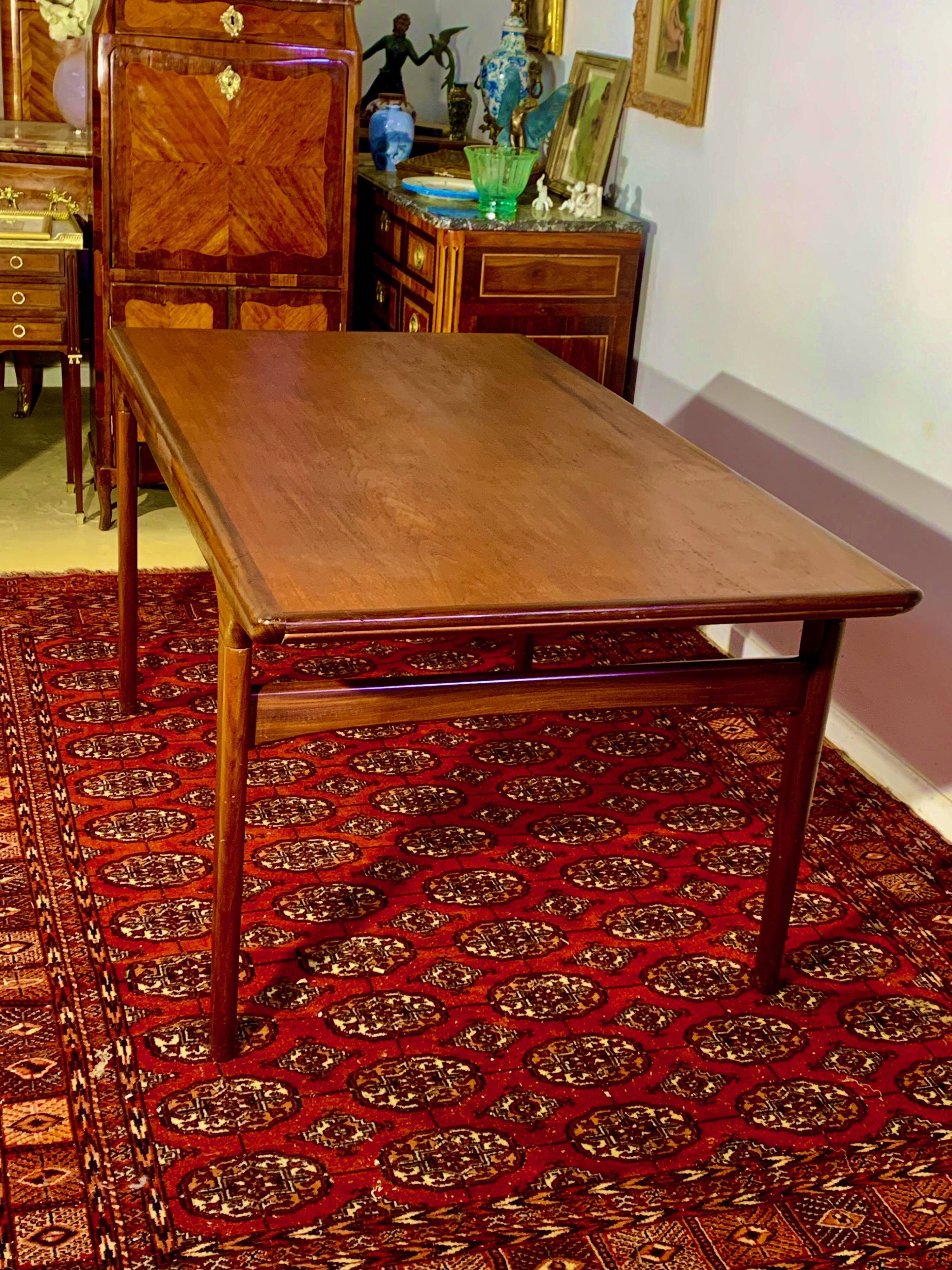 Scandinavian living room dining room table in teak, denmark 1960