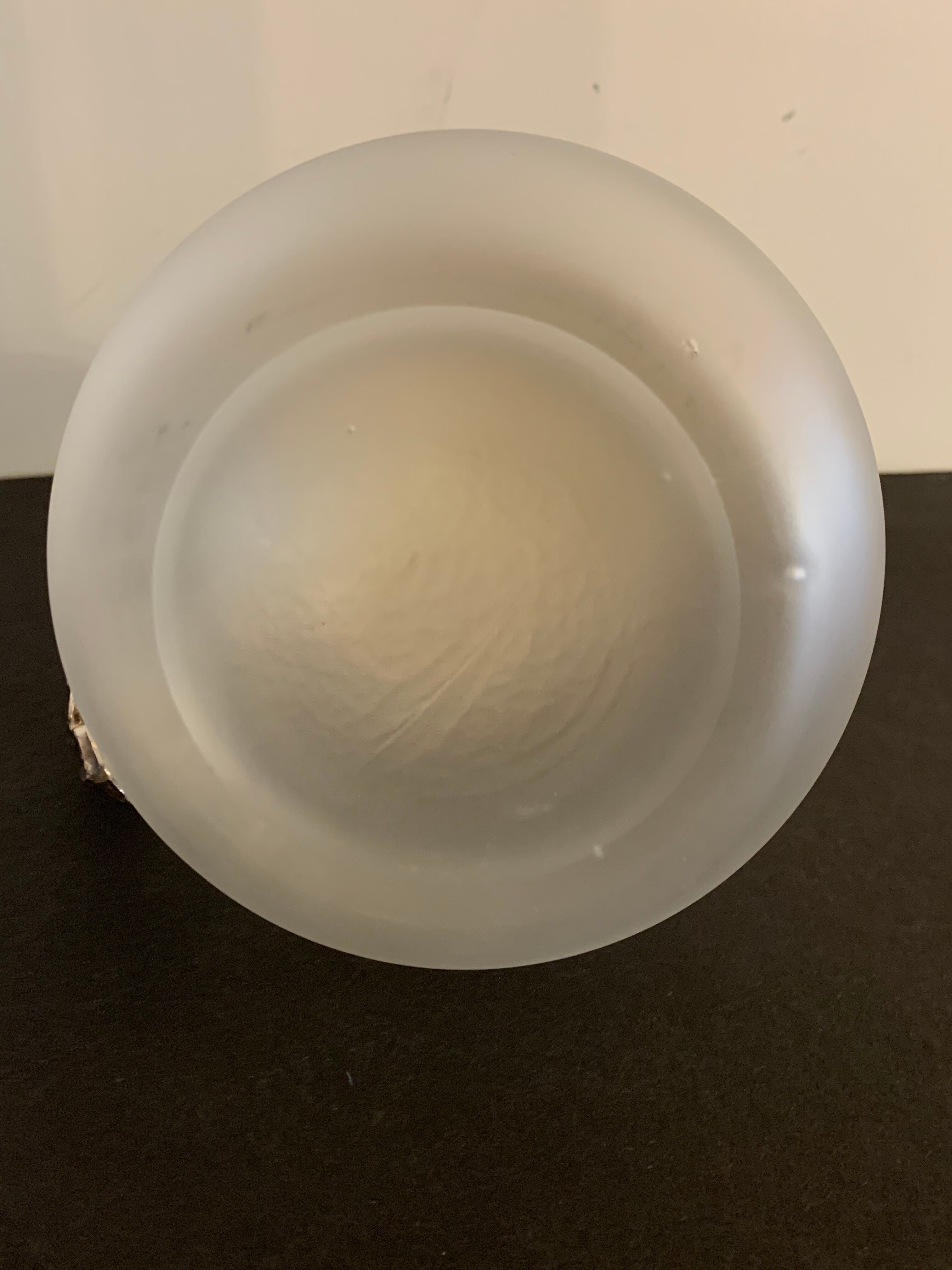 Decanting carafe or frosted glass water broc with silver metal ram head 1970