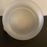 Decanting carafe or frosted glass water broc with silver metal ram head 1970