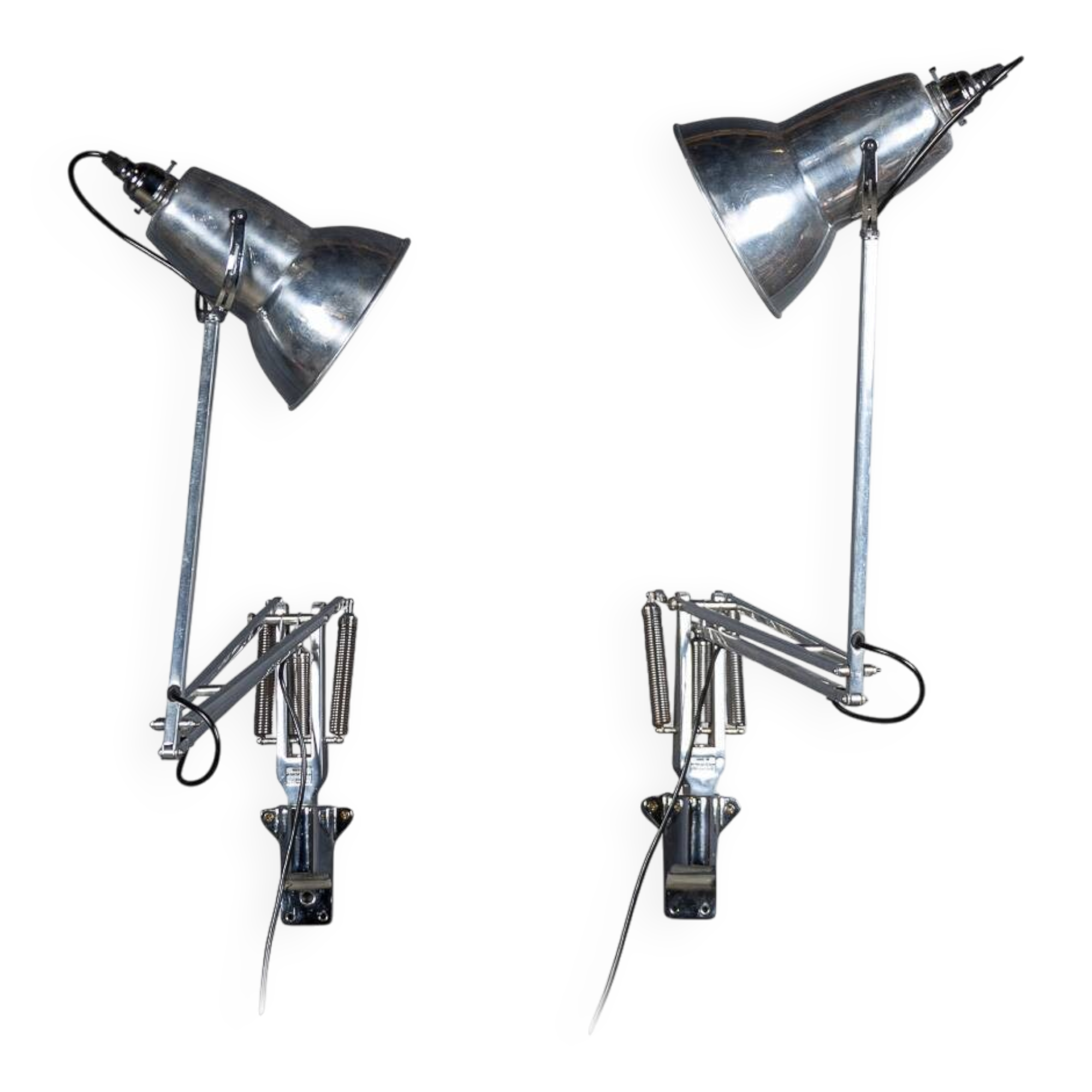Vintage 20thc pair of original english angle poise wall mounted lamps c1970