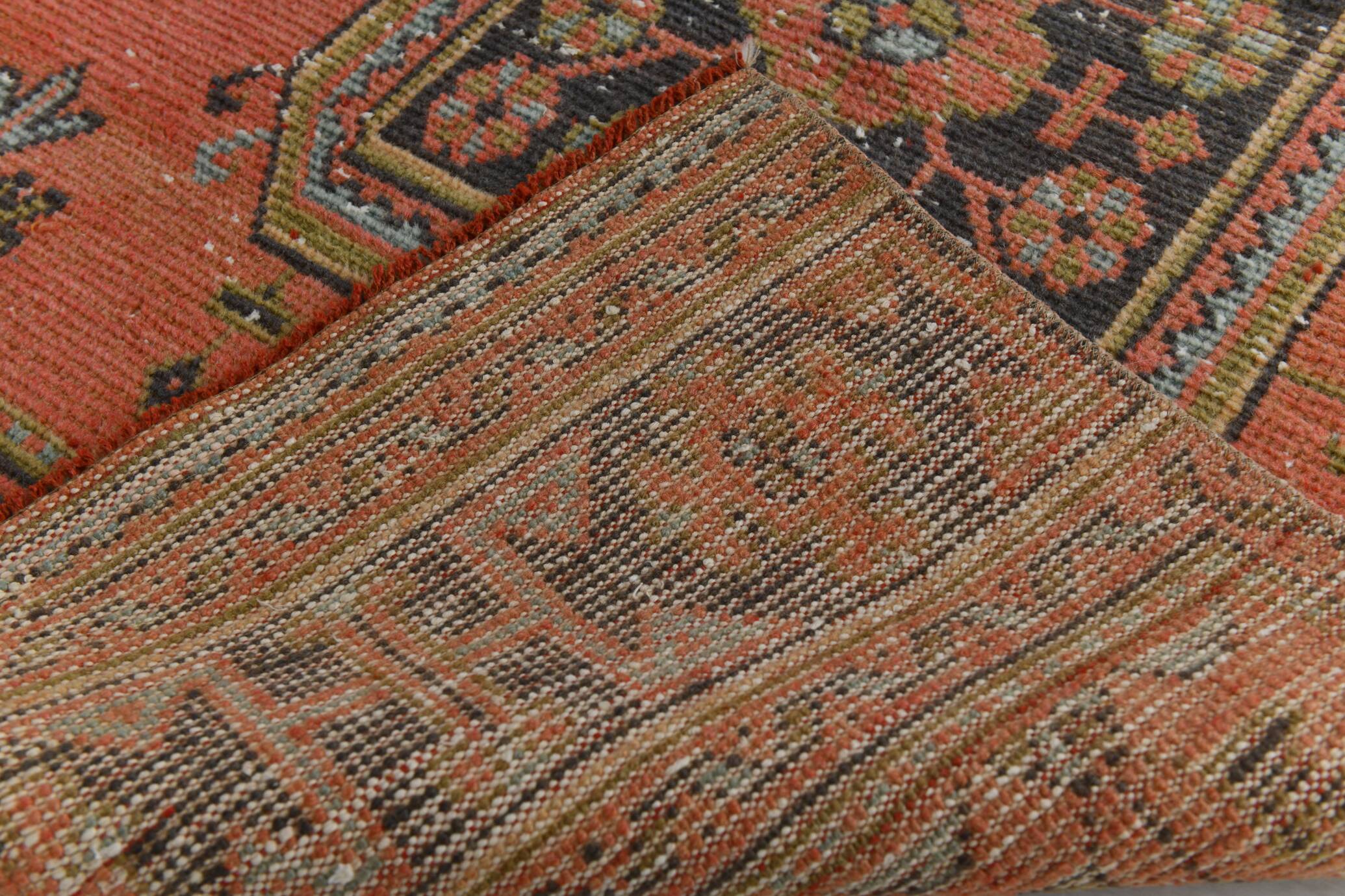 3x11 Vintage Terracotta Oriental Pattern Turkish Runner Rug, 89x342Cm