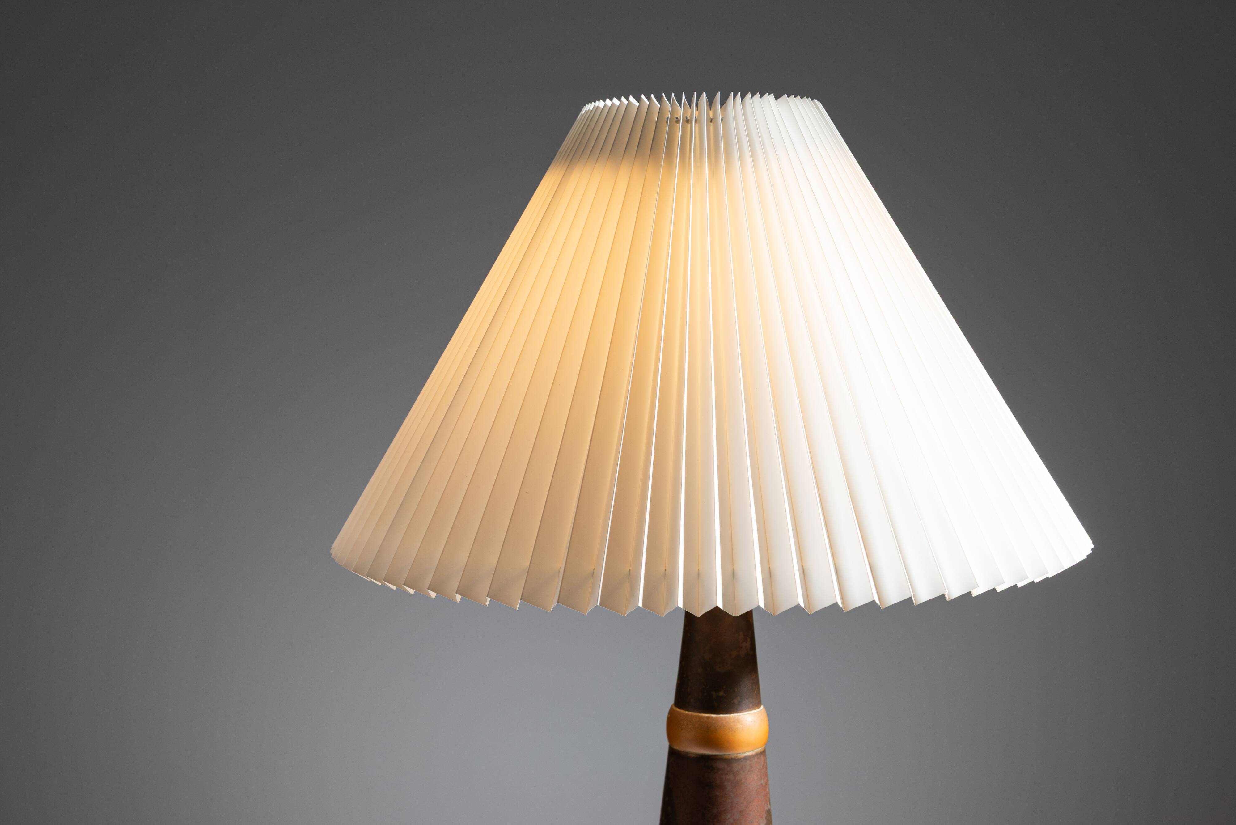 Scandinavian tapered copper and brass table lamp