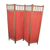 Paravent vintage bois et tissu