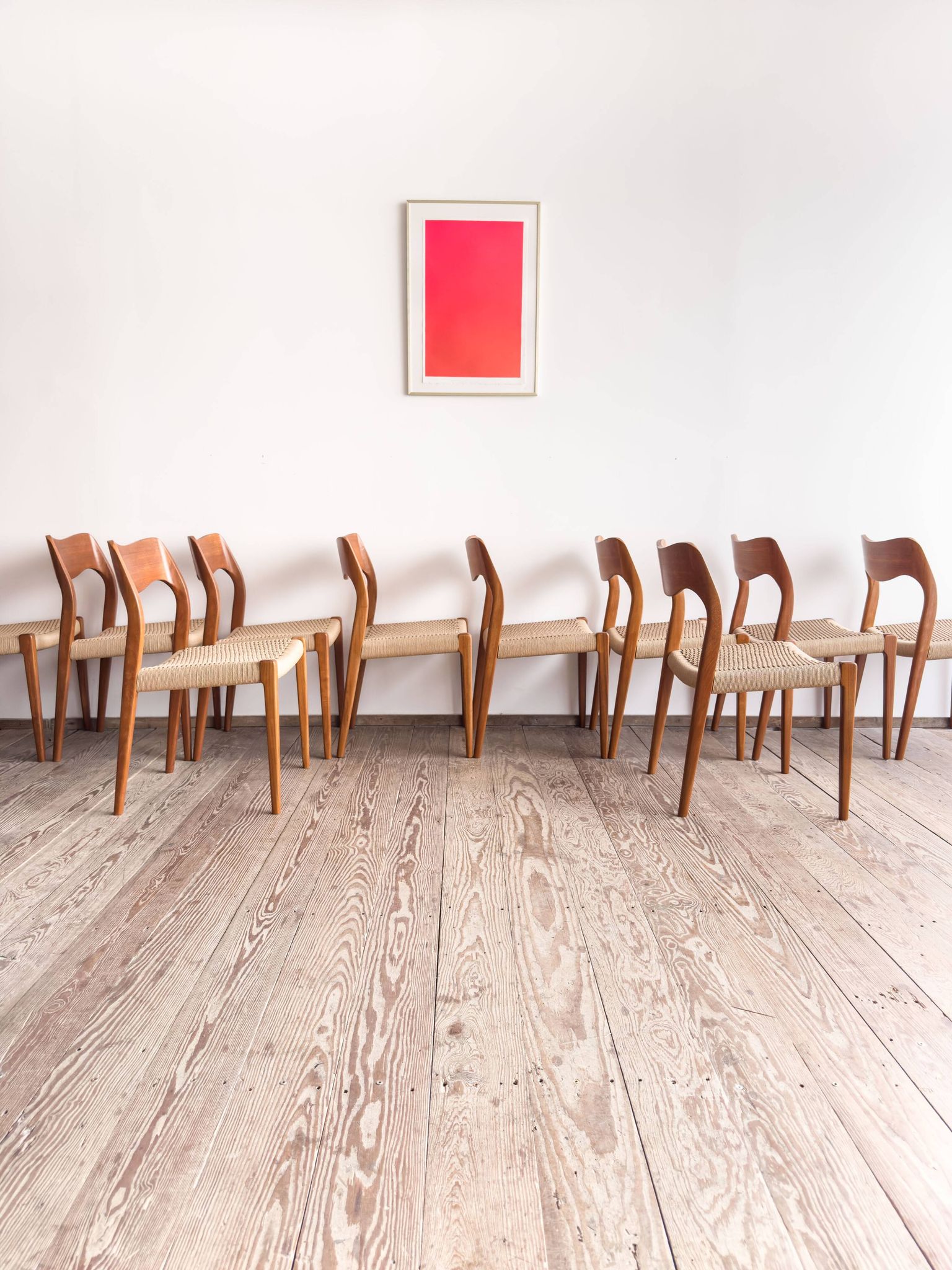 Set of 10 chairs 71 in teak by Niels O. Møller, JL Moller, Mid Century