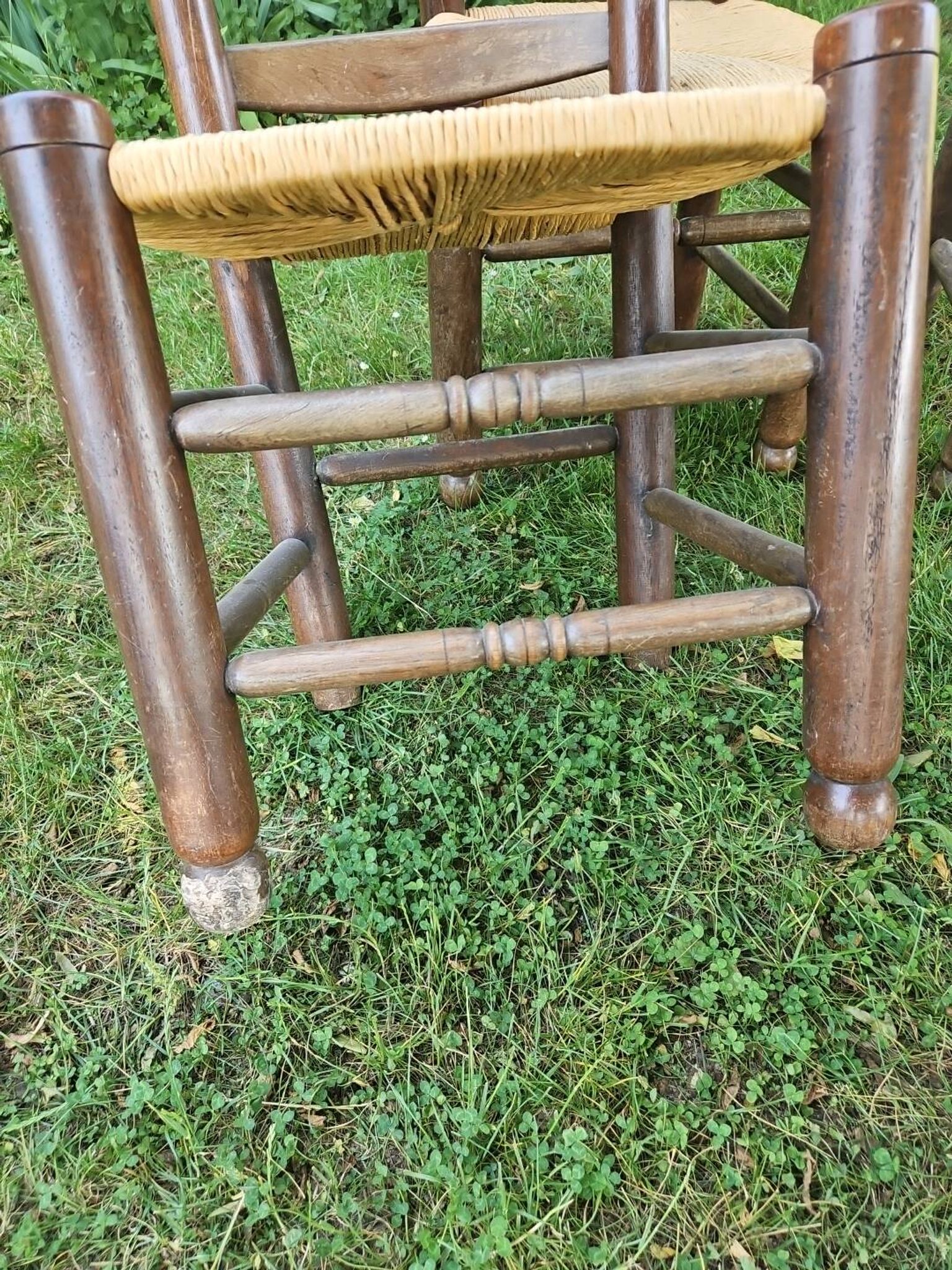 4 chaises Charles Dudouyt paillées design 40-50-60