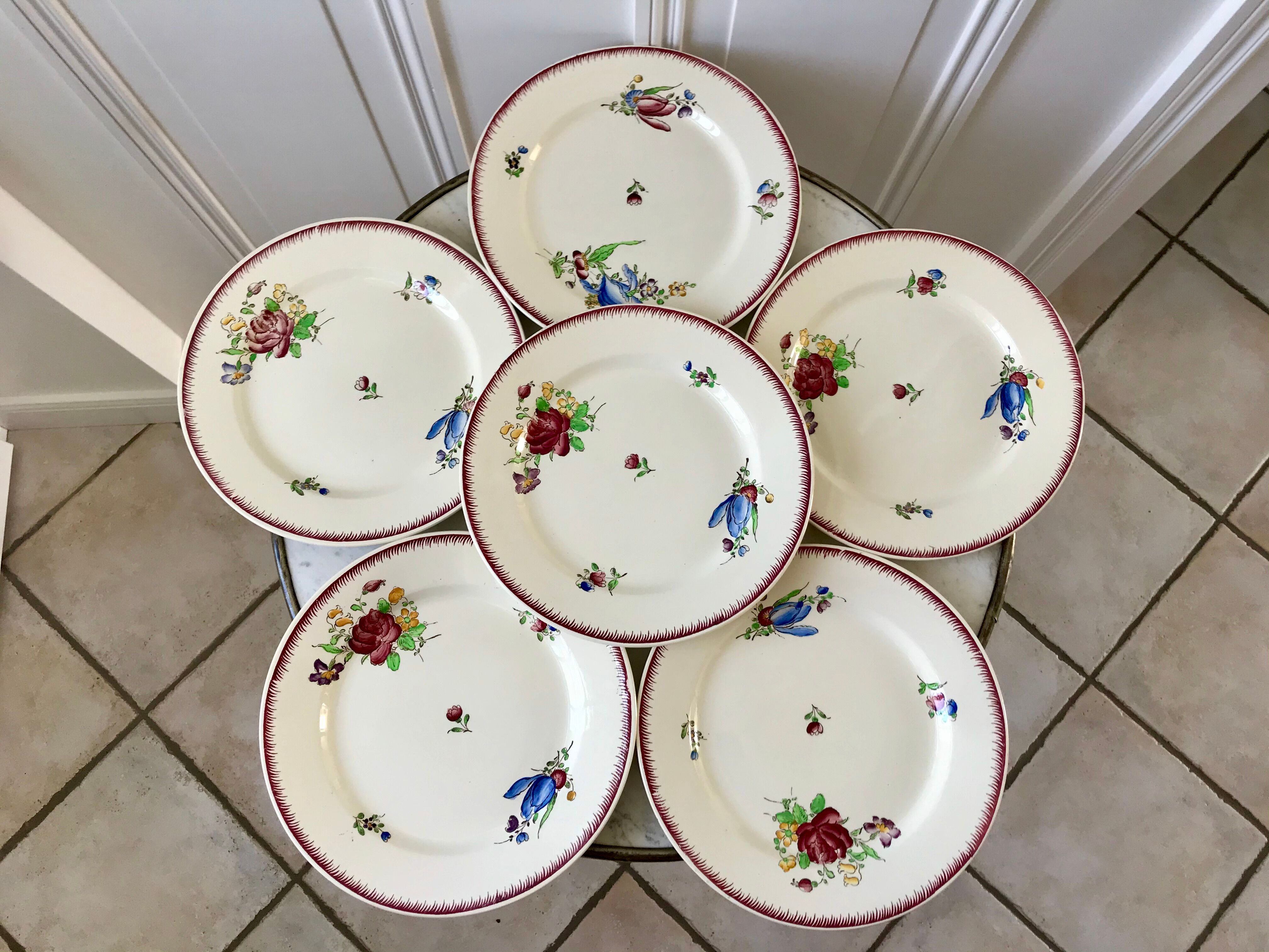 lot de 6 grandes assiettes plates Villeroy & Boch La Louvière fabrication belge en Terre de Fer débu