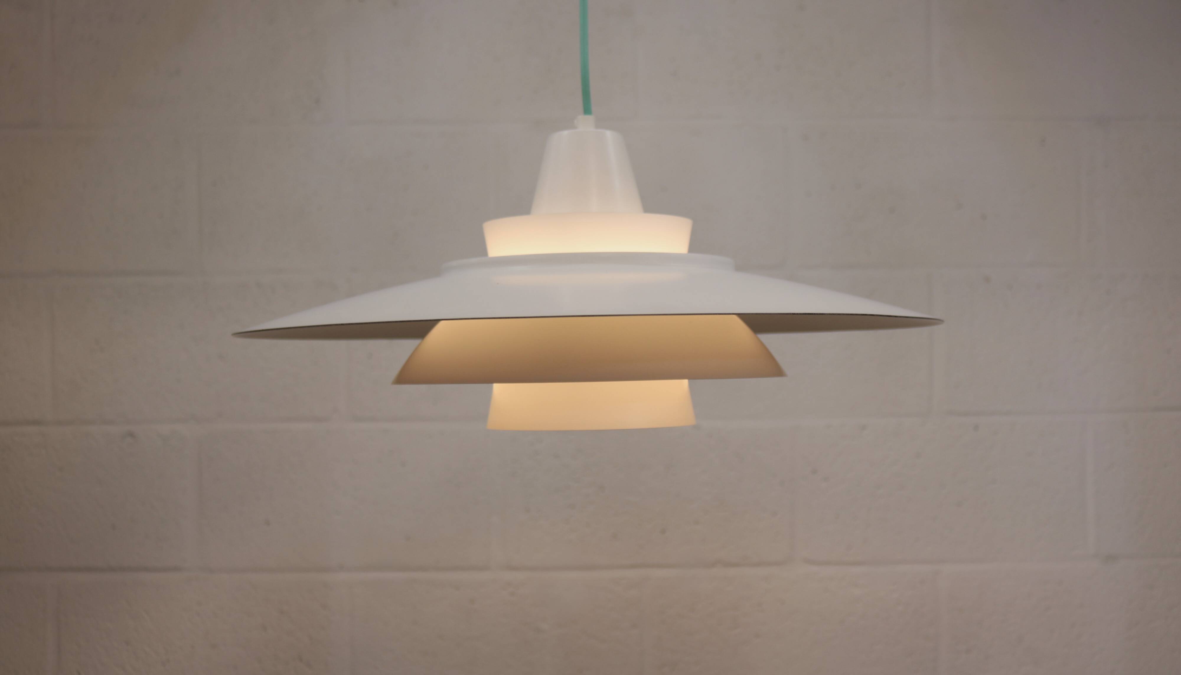 Vintage David Mogensen White Pendant Lamp, Super Light A/S, Danish Mid-Cent