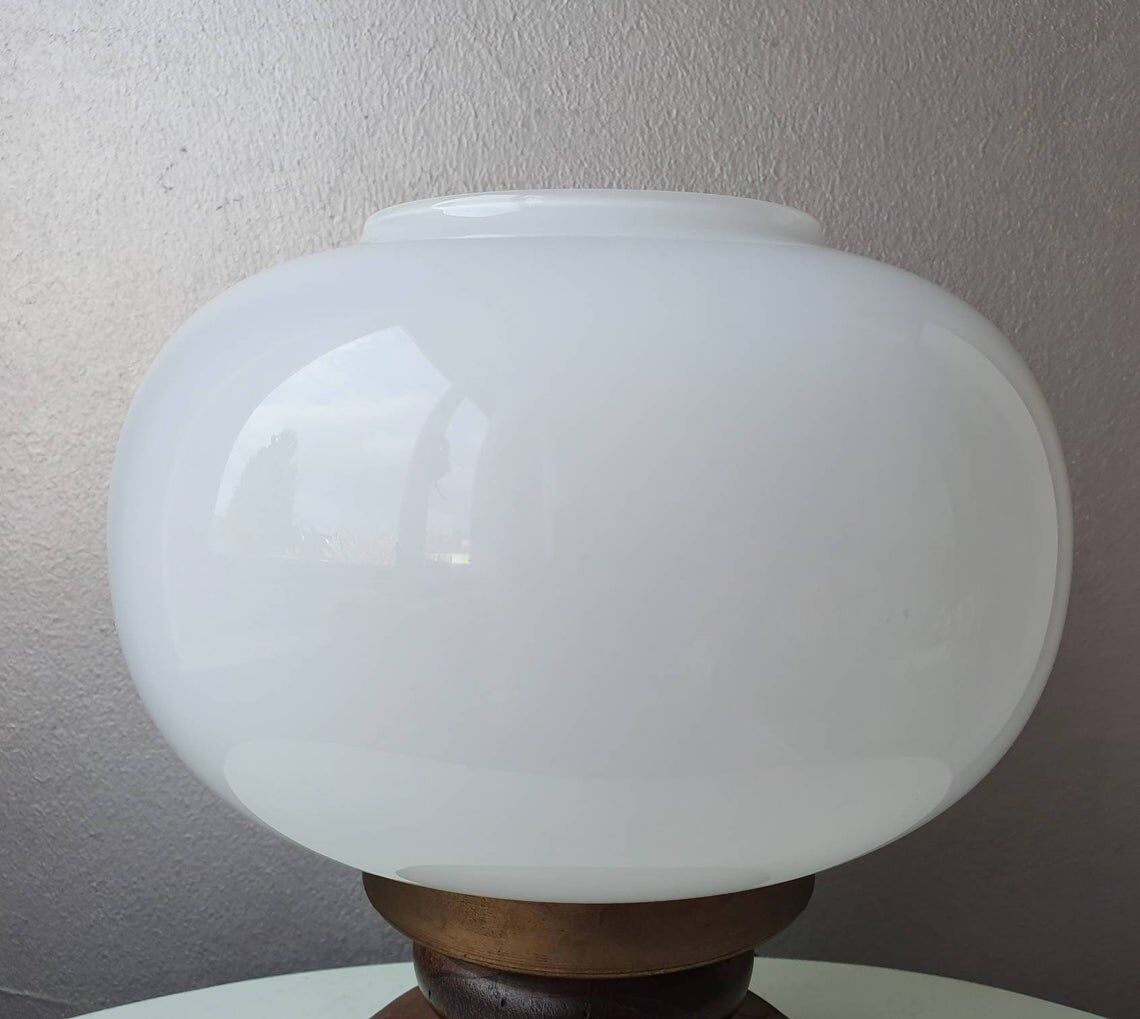 Wooden and brass table light 70s