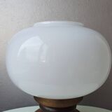 Lumière de table en bois et laiton années 70
