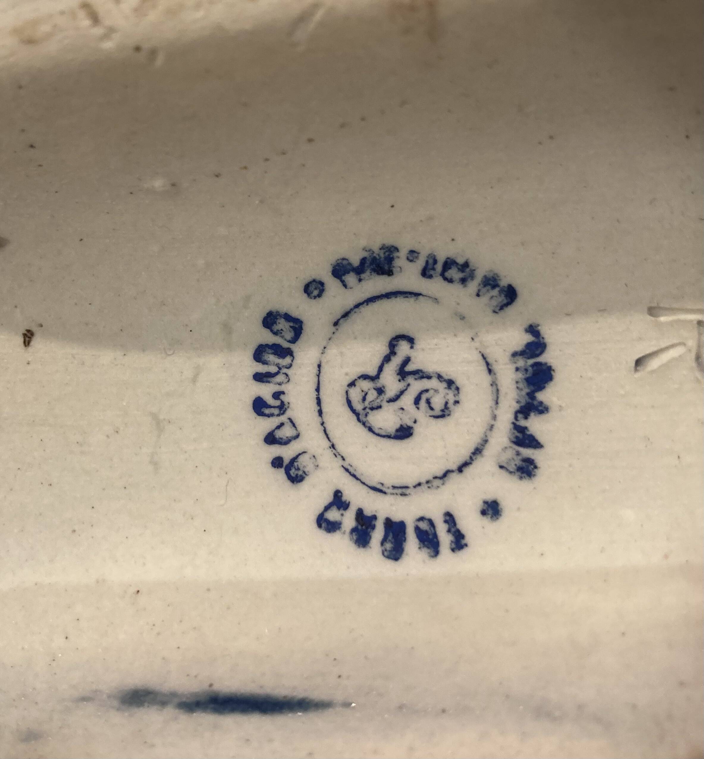 Art Deco flamed stoneware liqueur bottle