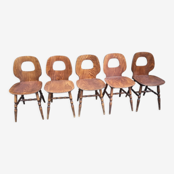 5 Baumann chairs, Scandinavian spirit, vintage 60s