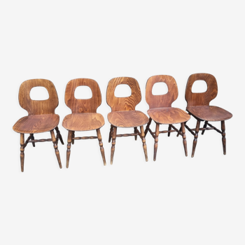 5 chaises Baumann, esprit scandinave, vintage années 60