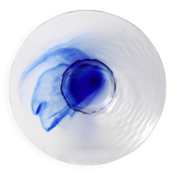 Vintage Bormioli Rocco Glass Bowl: Blue Swirl Mid-Century Platter / 1990s