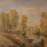 Landscape painting signed A. Corradi, 1950s