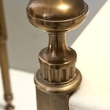 Pair of Brass and White Lacquered Nightstands with Marble Tops, Italy