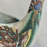 Vase zoomorphisme ceramic decoration d'oiseau signed guy Accolay
