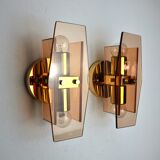 Pair of Veca wall lamps in Murano Glass Italy 1970
