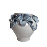 Ceramic vase from Varages in pink and blue.