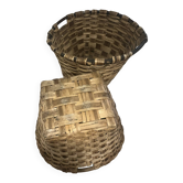 Paire de grands paniers anciens en éclisses de bois — Panier à bois /