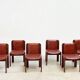 Set of six leather Italian dining chairs