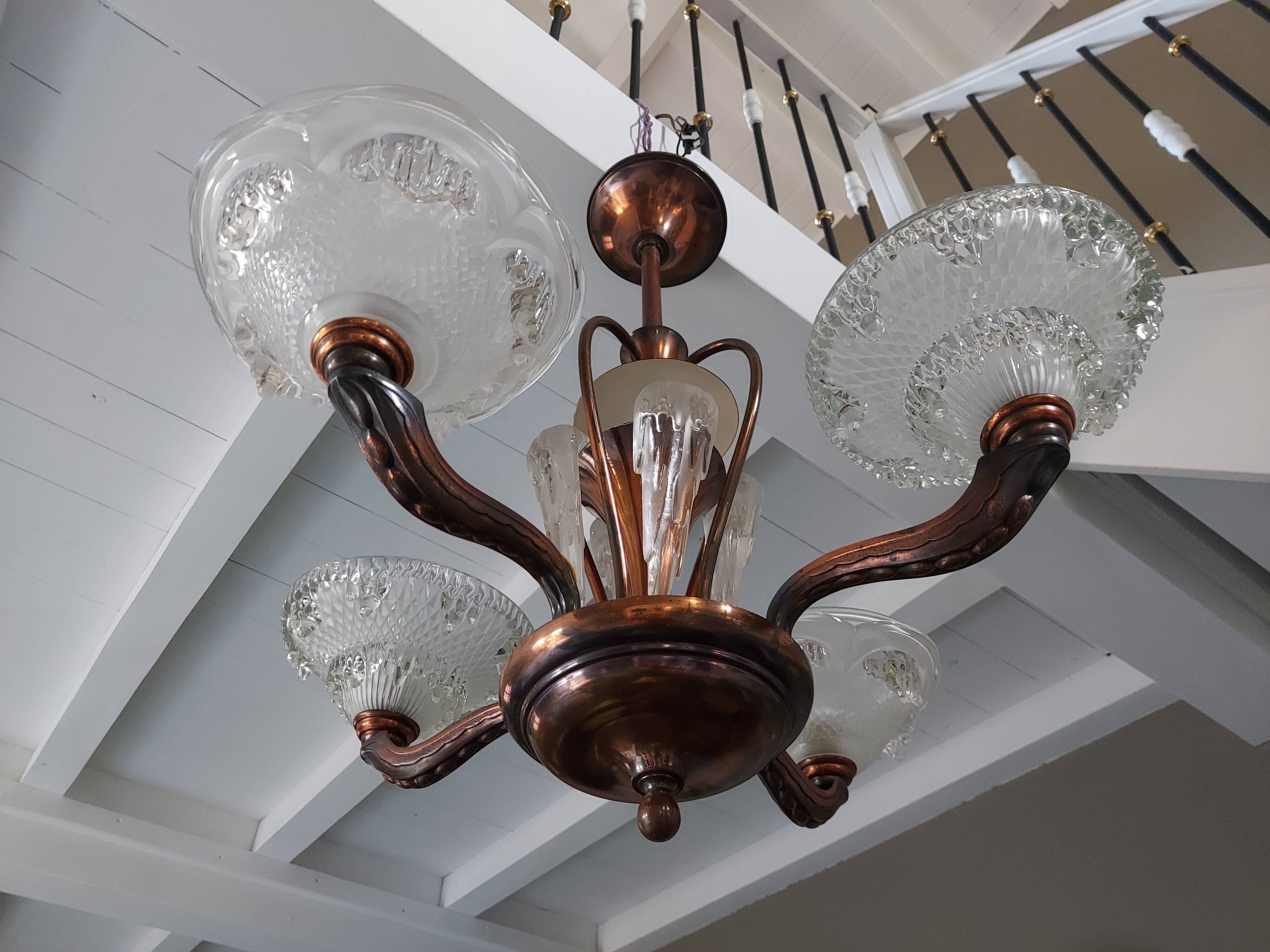 Vintage Art Deco chandelier 1950s