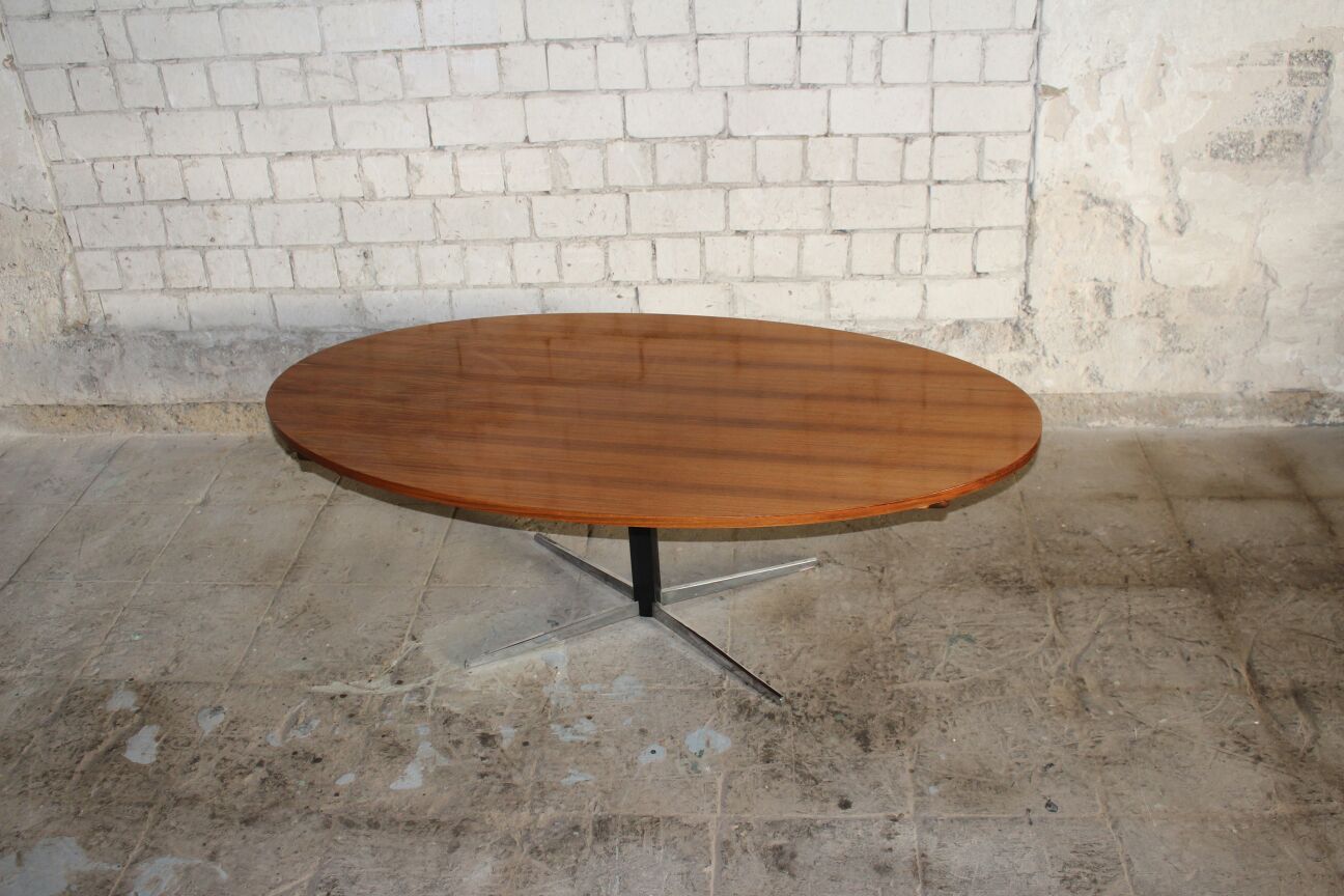 Table Ovale années 50 60 de J.M. Thomas for Wilhelm Renz vintage a systeme reglable