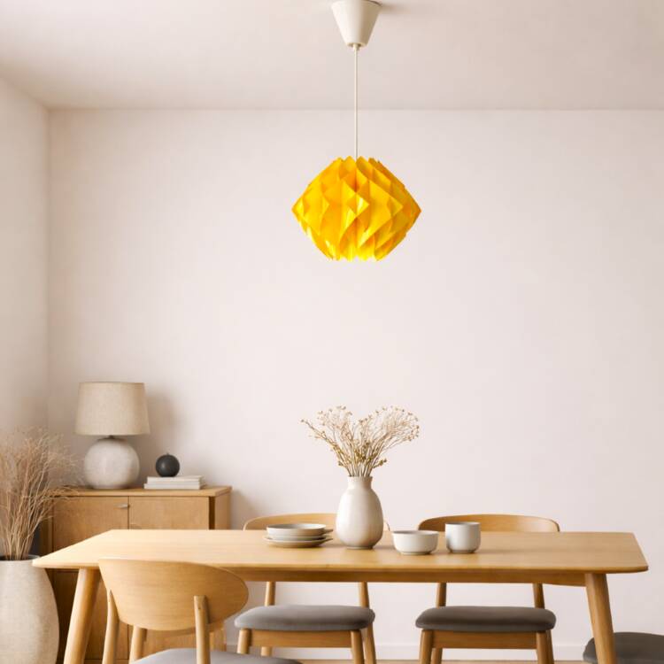 Mid Century Modern yellow hanging lamp