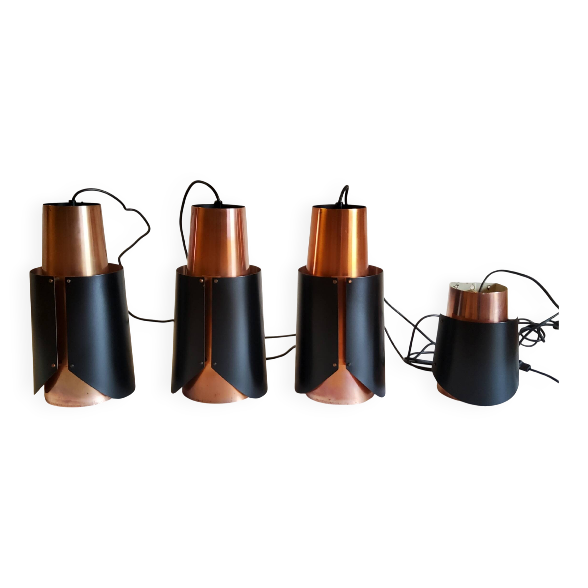 Vintage black brass 'østerport' pendant and wall lamp by Bent Karlby for Lyfa, Denmark 1960s