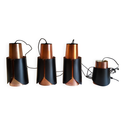 Suspensions et applique vintage en laiton noir 'østerport' par bent karlby pour lyfa, danemark 1960'