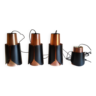 Vintage black brass 'østerport' pendant and wall lamp by Bent Karlby for Lyfa, Denmark 1960s