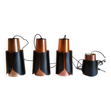 Suspensions et applique vintage en laiton noir 'østerport' par bent karlby pour lyfa, danemark 1960'