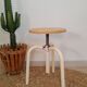 Wood & metal tripod workshop stool with industrial screws