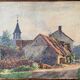 Watercolor painting Sennecey les Dijon "Rue du village avec clocher" 1934 Signed