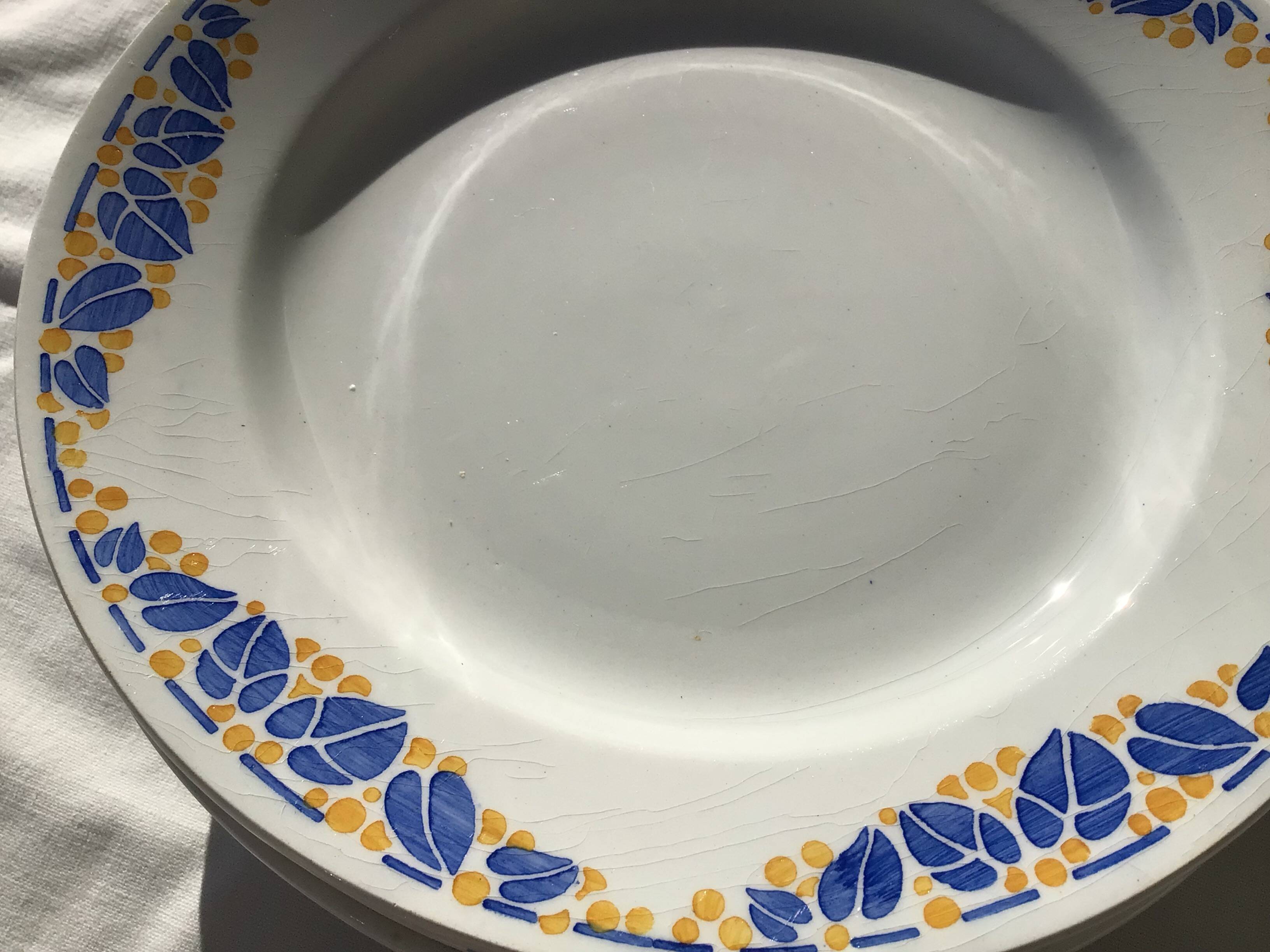 10 Colette HBCM blue and saffron dinner plates