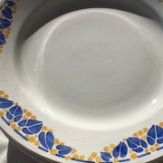 10 Assiettes plates Colette HBCM bleu et safran