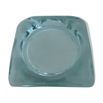 Saint Gobain ashtray in transparent glass sky blue 70s