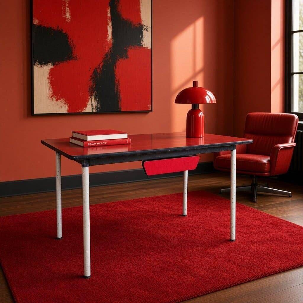 Vintage side table/desk in red formica.