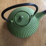 Green cast iron teapot