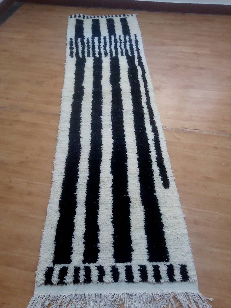 Tapis coureur en laine - style berbère tissé à la main du Maroc - 300 x 78 cm