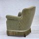 1960s, Danish armchair, original striped furniture velour, beech wood legs.