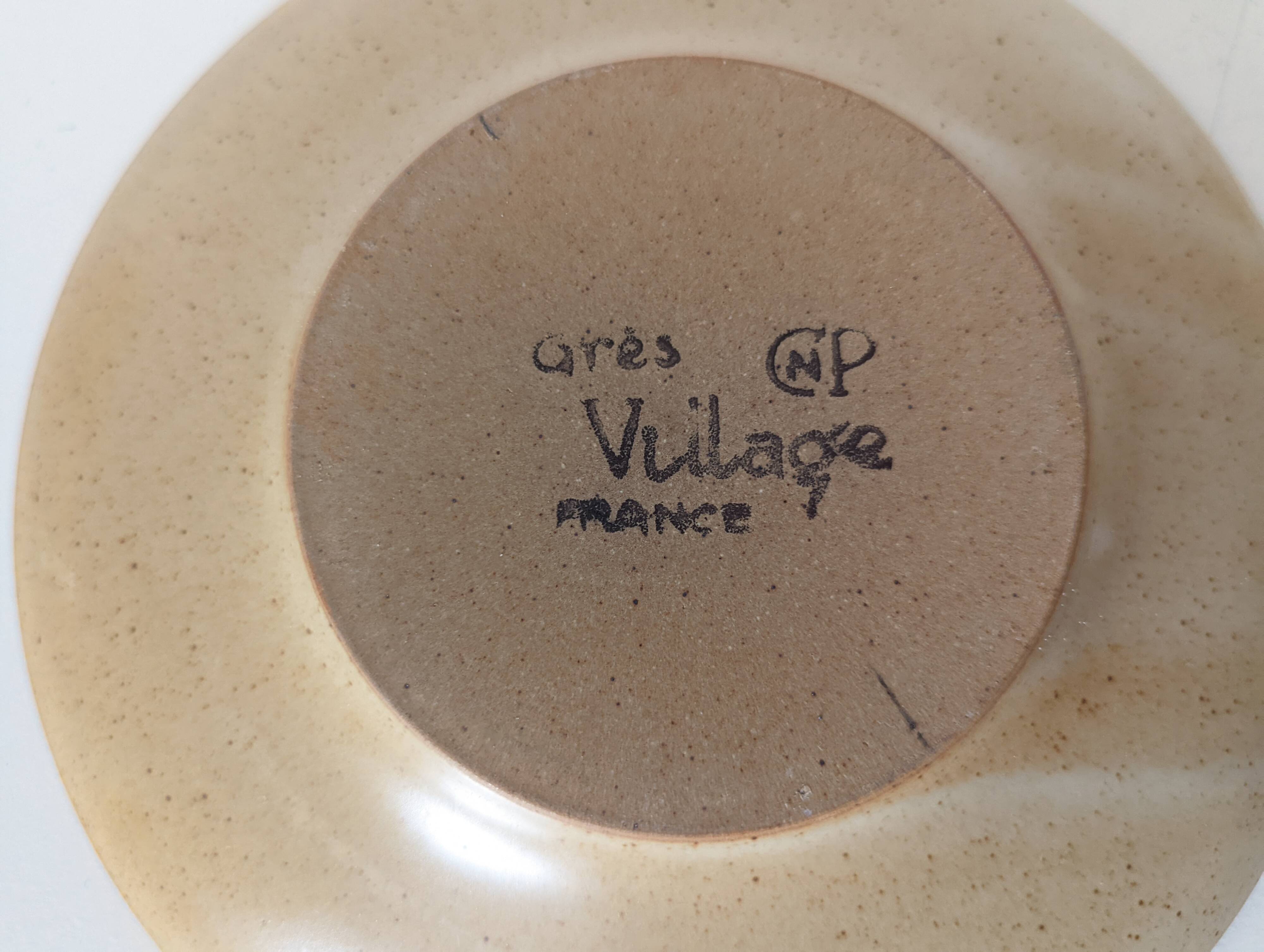 pair of village stoneware dessert plates