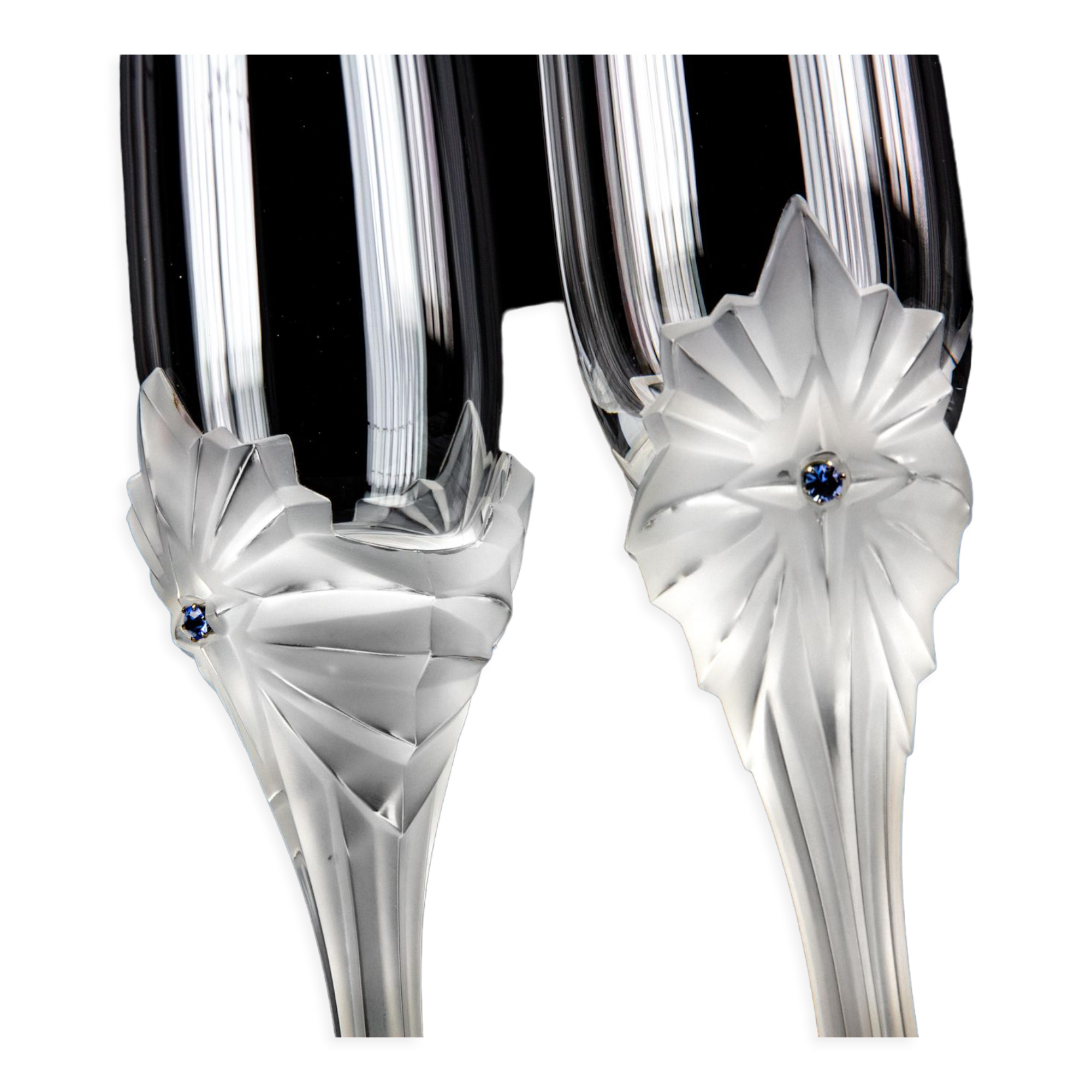 2 crystal champagne flute signed Faberge model "the north star"
